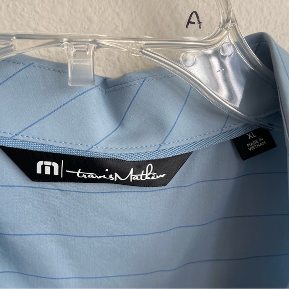 Travis Mathews Striped Stretch Performance Short Sleeve Button Up Shirt - Picture 3 of 7